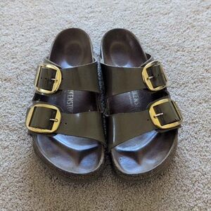 Birkenstock Women's Sandals - Dark Olive/Army Green with Buckles